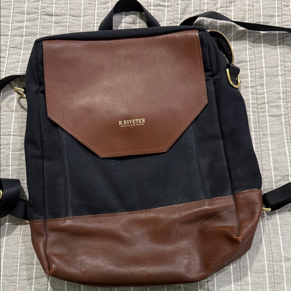 Black and Brown women's  backpack- R Riveter